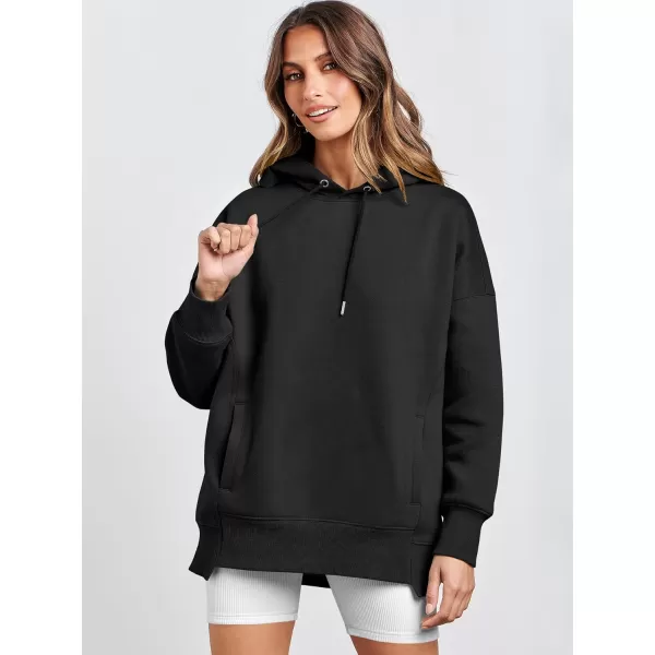 Caracilia Womens Hoodies Oversized Sweatshirt Fleece Drop Shoulder Sweater Long Sleeve Loose Cute Winter Pullover Top Clothes