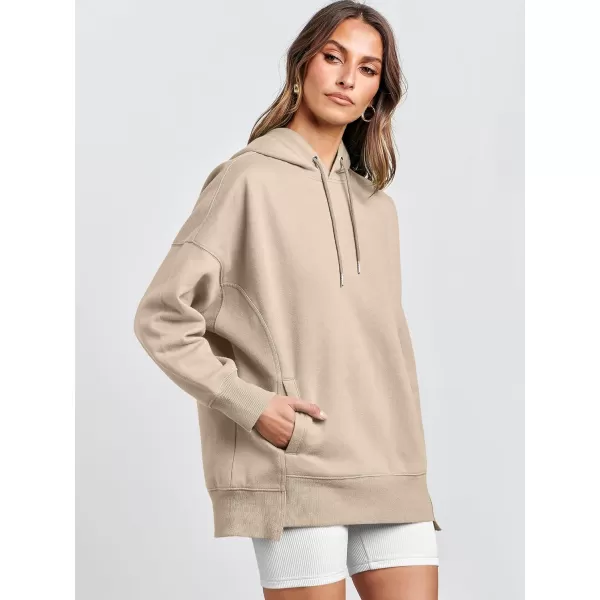 Caracilia Womens Hoodies Oversized Sweatshirt Fleece Drop Shoulder Sweater Long Sleeve Loose Cute Winter Pullover Top Clothes