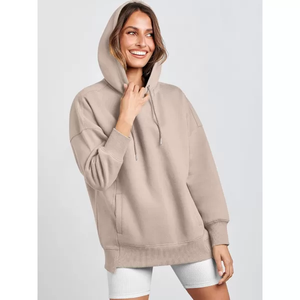 Caracilia Womens Hoodies Oversized Sweatshirt Fleece Drop Shoulder Sweater Long Sleeve Loose Cute Winter Pullover Top Clothes