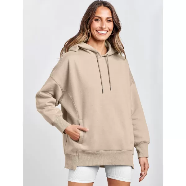 Caracilia Womens Hoodies Oversized Sweatshirt Fleece Drop Shoulder Sweater Long Sleeve Loose Cute Winter Pullover Top Clothes