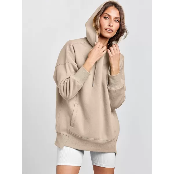 Caracilia Womens Hoodies Oversized Sweatshirt Fleece Drop Shoulder Sweater Long Sleeve Loose Cute Winter Pullover Top Clothes