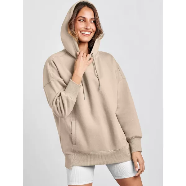 Caracilia Womens Hoodies Oversized Sweatshirt Fleece Drop Shoulder Sweater Long Sleeve Loose Cute Winter Pullover Top Clothes
