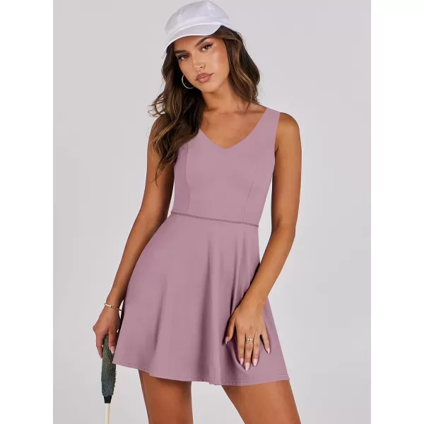 Caracilia Womens Summer Tennis Mini Dress Built-in Shorts Beach Vacation Athletic Golf Sundresses with Pockets