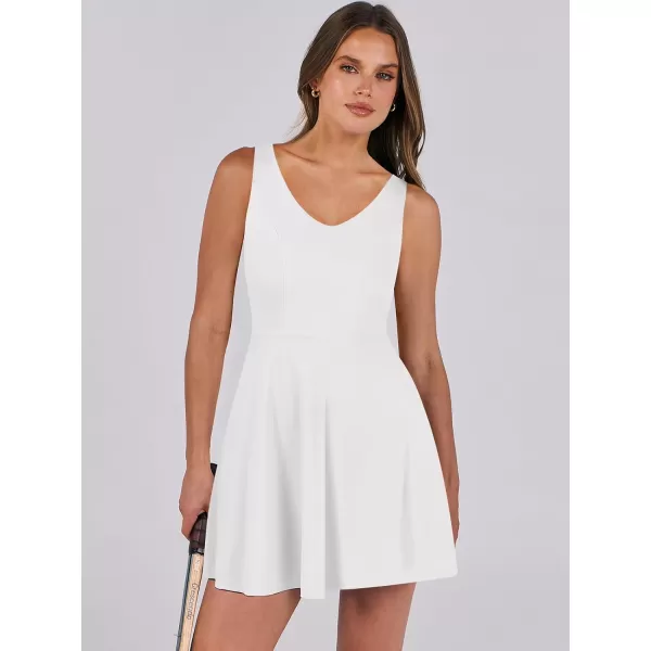 Caracilia Womens Summer Tennis Mini Dress Built-in Shorts Beach Vacation Athletic Golf Sundresses with Pockets