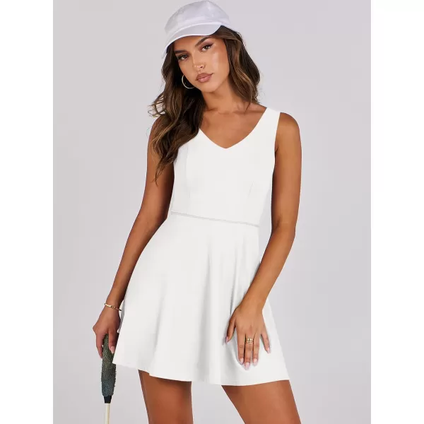 Caracilia Womens Summer Tennis Mini Dress Built-in Shorts Beach Vacation Athletic Golf Sundresses with Pockets