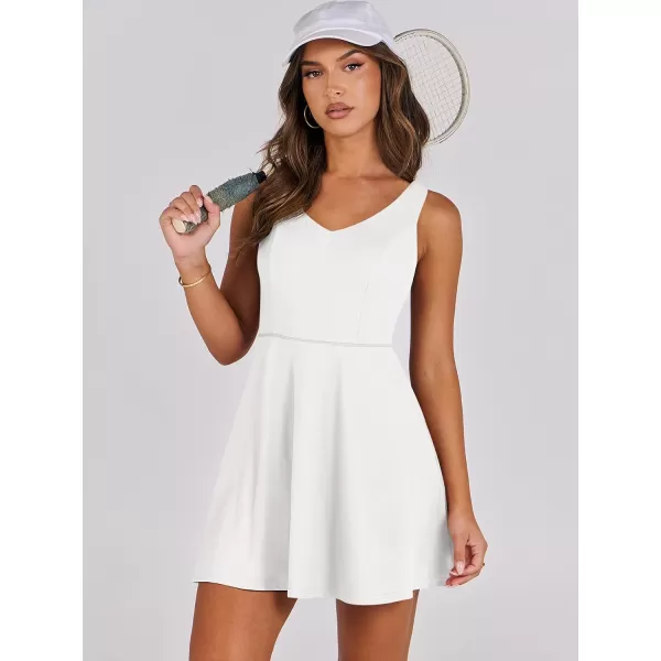 Caracilia Womens Summer Tennis Mini Dress Built-in Shorts Beach Vacation Athletic Golf Sundresses with Pockets