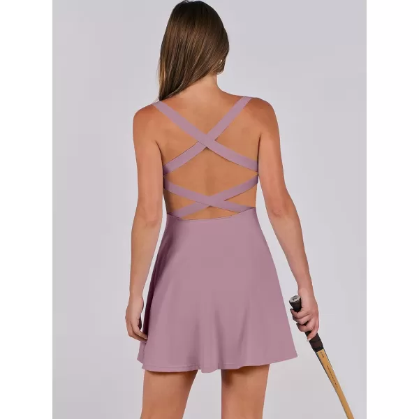 Caracilia Womens Summer Tennis Mini Dress Built-in Shorts Beach Vacation Athletic Golf Sundresses with Pockets