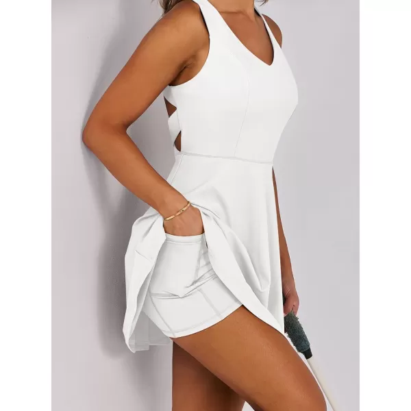 Caracilia Womens Summer Tennis Mini Dress Built-in Shorts Beach Vacation Athletic Golf Sundresses with Pockets