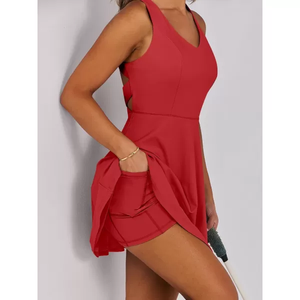 Caracilia Womens Summer Tennis Mini Dress Built-in Shorts Beach Vacation Athletic Golf Sundresses with Pockets