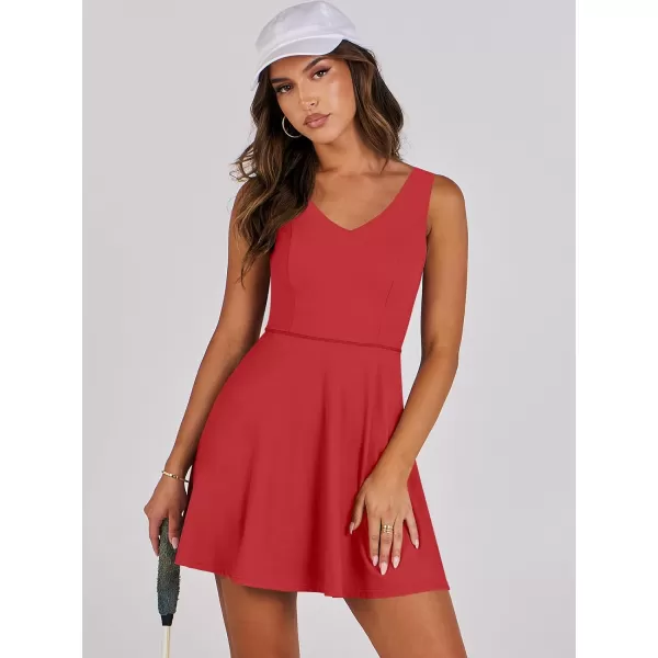 Caracilia Womens Summer Tennis Mini Dress Built-in Shorts Beach Vacation Athletic Golf Sundresses with Pockets