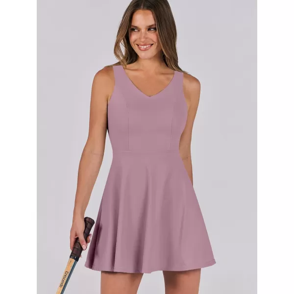 Caracilia Womens Summer Tennis Mini Dress Built-in Shorts Beach Vacation Athletic Golf Sundresses with Pockets
