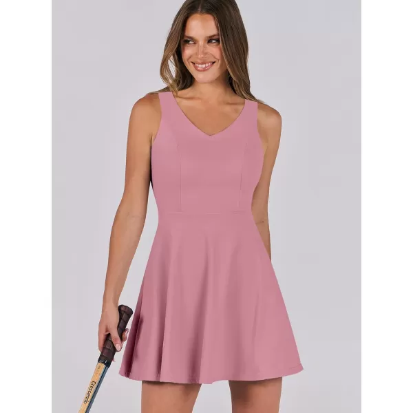 Caracilia Womens Summer Tennis Mini Dress Built-in Shorts Beach Vacation Athletic Golf Sundresses with Pockets