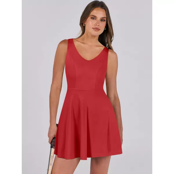 Caracilia Womens Summer Tennis Mini Dress Built-in Shorts Beach Vacation Athletic Golf Sundresses with Pockets