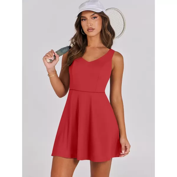 Caracilia Womens Summer Tennis Mini Dress Built-in Shorts Beach Vacation Athletic Golf Sundresses with Pockets