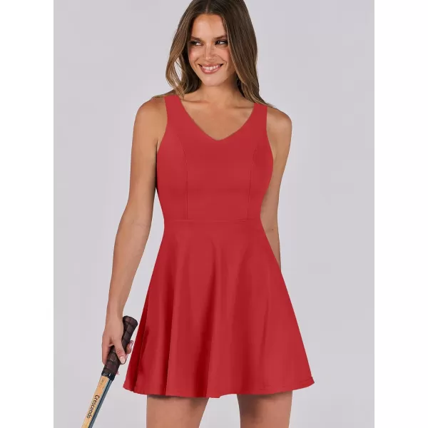 Caracilia Womens Summer Tennis Mini Dress Built-in Shorts Beach Vacation Athletic Golf Sundresses with Pockets