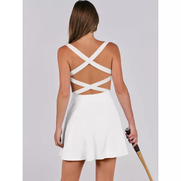 Caracilia Womens Summer Tennis Mini Dress Built-in Shorts Beach Vacation Athletic Golf Sundresses with Pockets
