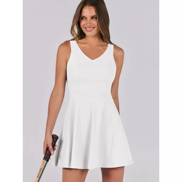 Caracilia Womens Summer Tennis Mini Dress Built-in Shorts Beach Vacation Athletic Golf Sundresses with Pockets