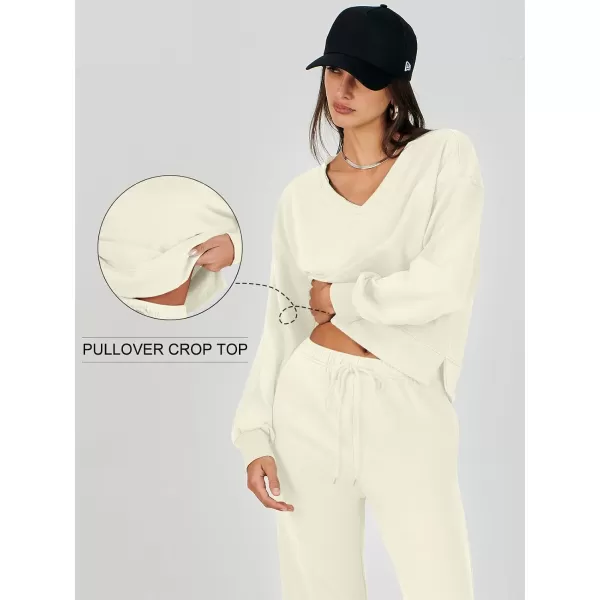 Caracilia Women's Two Piece Outfits Matching Sets Long Sleeve Pullover Tops and Wide Leg Pants Tracksuit Lounge Sets