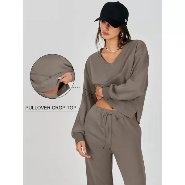 Caracilia Women's Two Piece Outfits Matching Sets Long Sleeve Pullover Tops and Wide Leg Pants Tracksuit Lounge Sets