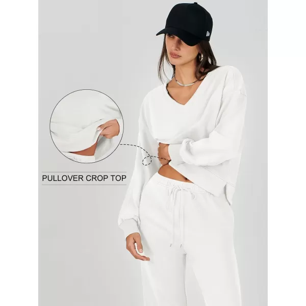 Caracilia Women's Two Piece Outfits Matching Sets Long Sleeve Pullover Tops and Wide Leg Pants Tracksuit Lounge Sets