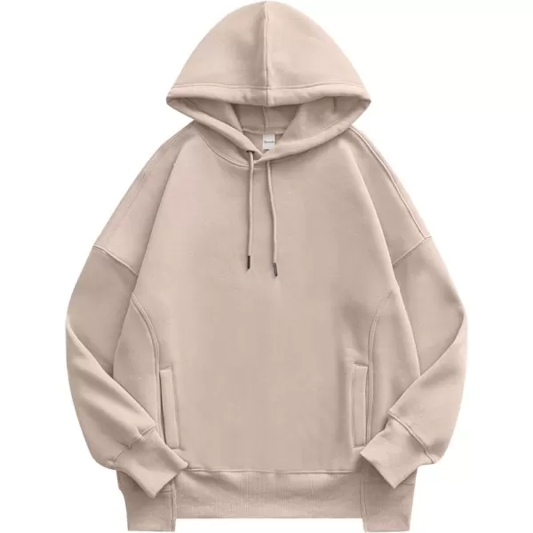 Caracilia Womens Hoodies Oversized Sweatshirt Fleece Drop Shoulder Sweater Long Sleeve Loose Cute Winter Pullover Top Clothes