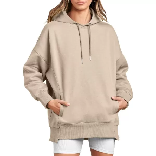 Caracilia Womens Hoodies Oversized Sweatshirt Fleece Drop Shoulder Sweater Long Sleeve Loose Cute Winter Pullover Top Clothes