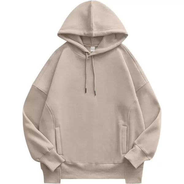 Caracilia Womens Hoodies Oversized Sweatshirt Fleece Drop Shoulder Sweater Long Sleeve Loose Cute Winter Pullover Top Clothes