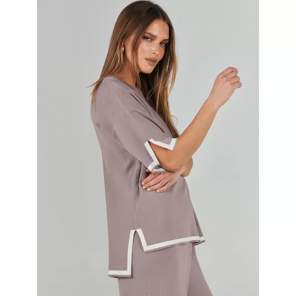 Caracilia Women 2 Piece Outfits Lounge Sets Knit Sweater Sets Maching Lounge Wear Pajama Jogger Travel Comfy Trendy Clothes