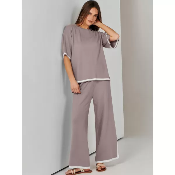 Caracilia Women 2 Piece Outfits Lounge Sets Knit Sweater Sets Maching Lounge Wear Pajama Jogger Travel Comfy Trendy Clothes