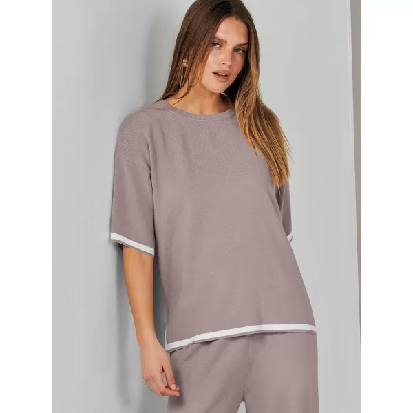 Caracilia Women 2 Piece Outfits Lounge Sets Knit Sweater Sets Maching Lounge Wear Pajama Jogger Travel Comfy Trendy Clothes