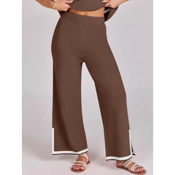 Caracilia Women 2 Piece Outfits Lounge Sets Knit Sweater Sets Maching Lounge Wear Pajama Jogger Travel Comfy Trendy Clothes