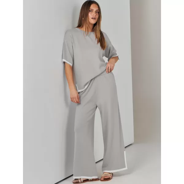 Caracilia Women 2 Piece Outfits Lounge Sets Knit Sweater Sets Maching Lounge Wear Pajama Jogger Travel Comfy Trendy Clothes