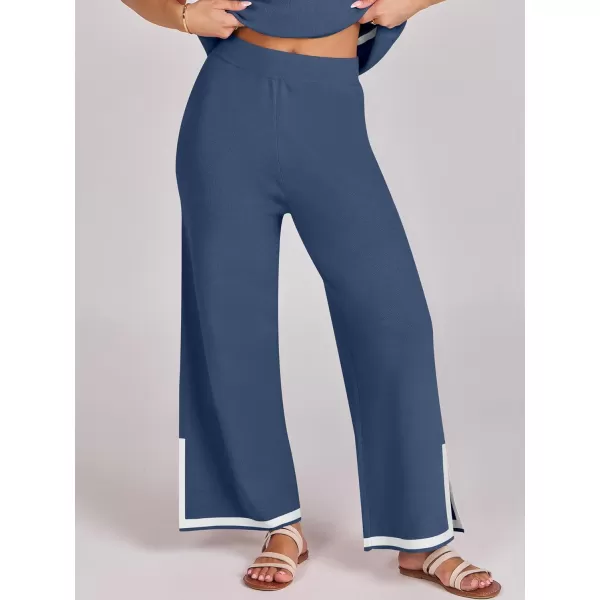 Caracilia Women 2 Piece Outfits Lounge Sets Knit Sweater Sets Maching Lounge Wear Pajama Jogger Travel Comfy Trendy Clothes