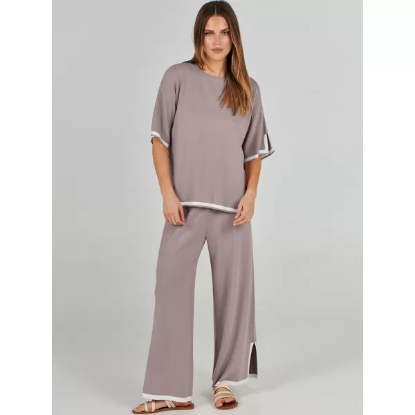 Caracilia Women 2 Piece Outfits Lounge Sets Knit Sweater Sets Maching Lounge Wear Pajama Jogger Travel Comfy Trendy Clothes