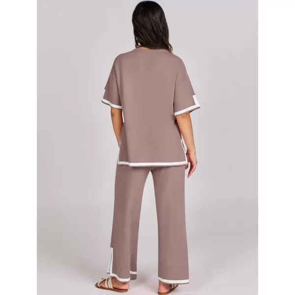 Caracilia Women 2 Piece Outfits Lounge Sets Knit Sweater Sets Maching Lounge Wear Pajama Jogger Travel Comfy Trendy Clothes