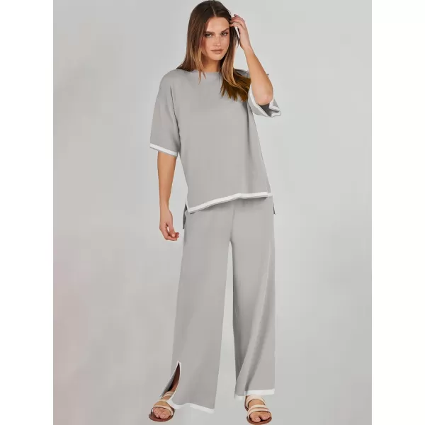 Caracilia Women 2 Piece Outfits Lounge Sets Knit Sweater Sets Maching Lounge Wear Pajama Jogger Travel Comfy Trendy Clothes