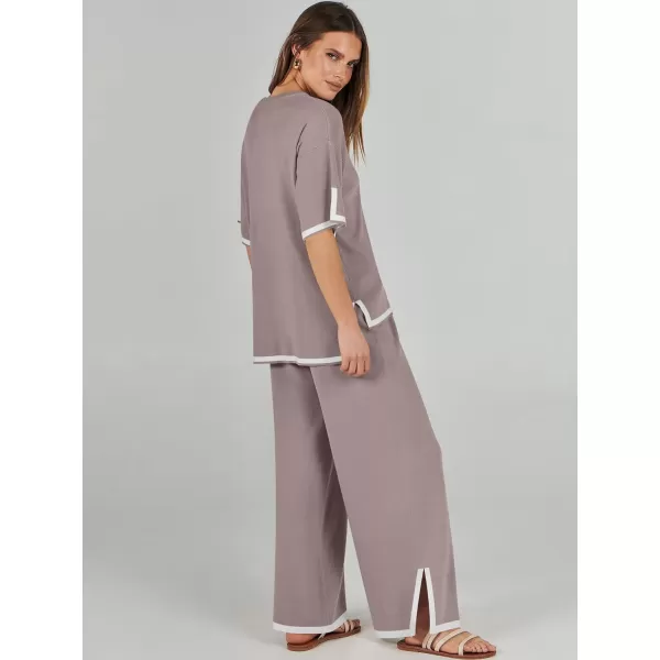 Caracilia Women 2 Piece Outfits Lounge Sets Knit Sweater Sets Maching Lounge Wear Pajama Jogger Travel Comfy Trendy Clothes