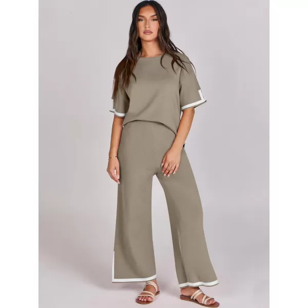 Caracilia Women 2 Piece Outfits Lounge Sets Knit Sweater Sets Maching Lounge Wear Pajama Jogger Travel Comfy Trendy Clothes