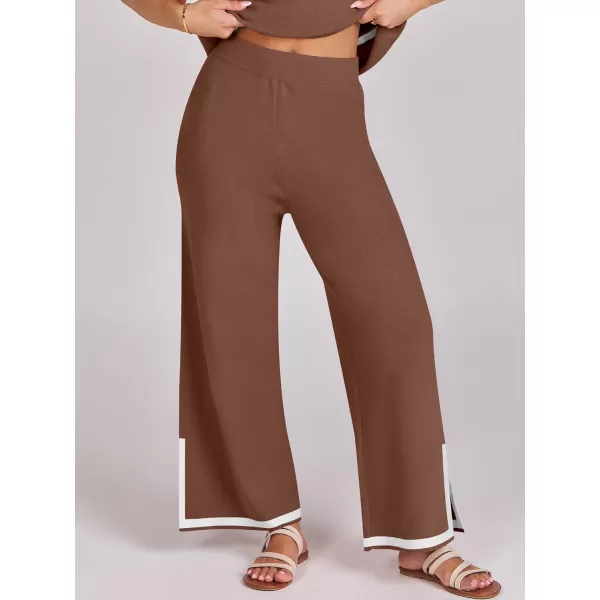 Caracilia Women 2 Piece Outfits Lounge Sets Knit Sweater Sets Maching Lounge Wear Pajama Jogger Travel Comfy Trendy Clothes