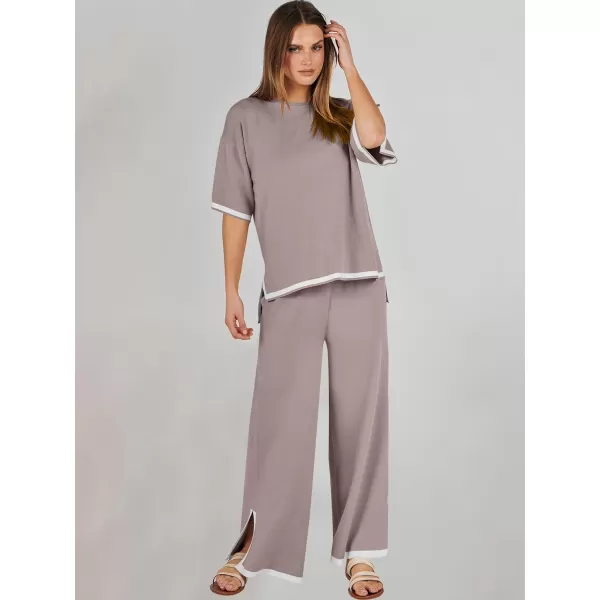 Caracilia Women 2 Piece Outfits Lounge Sets Knit Sweater Sets Maching Lounge Wear Pajama Jogger Travel Comfy Trendy Clothes