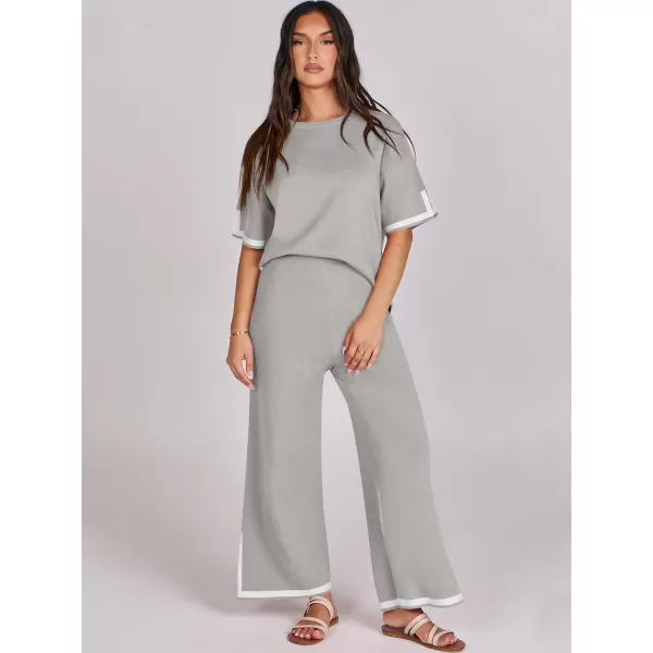 Caracilia Women 2 Piece Outfits Lounge Sets Knit Sweater Sets Maching Lounge Wear Pajama Jogger Travel Comfy Trendy Clothes