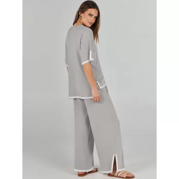 Caracilia Women 2 Piece Outfits Lounge Sets Knit Sweater Sets Maching Lounge Wear Pajama Jogger Travel Comfy Trendy Clothes