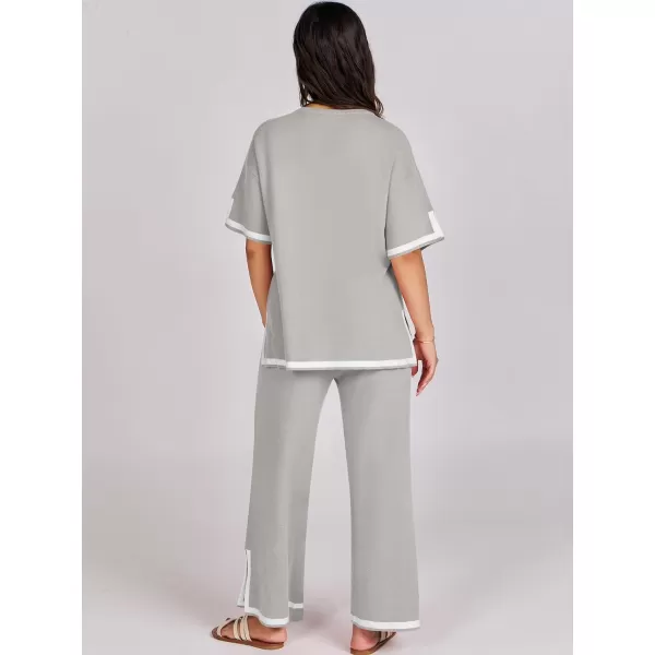 Caracilia Women 2 Piece Outfits Lounge Sets Knit Sweater Sets Maching Lounge Wear Pajama Jogger Travel Comfy Trendy Clothes