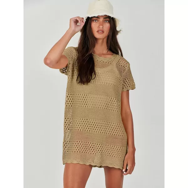 Caracilia Women Swimsuit Coverup Crochet Bathing Suit Cover Ups for Swimwear Swim 2024 Summer Bikini Beachwear Beach Dress