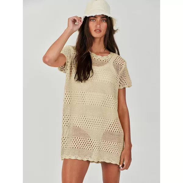 Caracilia Women Swimsuit Coverup Crochet Bathing Suit Cover Ups for Swimwear Swim 2024 Summer Bikini Beachwear Beach Dress