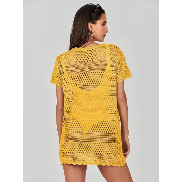 Caracilia Women Swimsuit Coverup Crochet Bathing Suit Cover Ups for Swimwear Swim 2024 Summer Bikini Beachwear Beach Dress