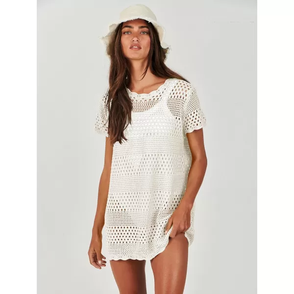 Caracilia Women Swimsuit Coverup Crochet Bathing Suit Cover Ups for Swimwear Swim 2024 Summer Bikini Beachwear Beach Dress
