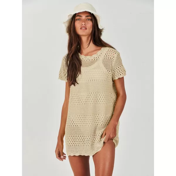 Caracilia Women Swimsuit Coverup Crochet Bathing Suit Cover Ups for Swimwear Swim 2024 Summer Bikini Beachwear Beach Dress