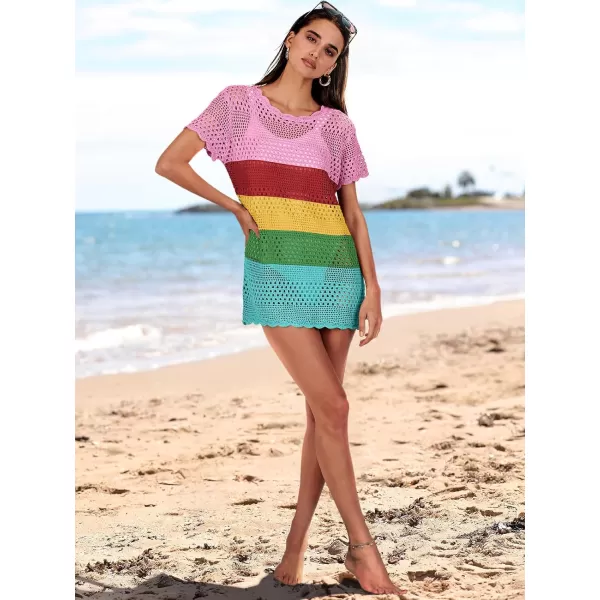 Caracilia Women Swimsuit Coverup Crochet Bathing Suit Cover Ups for Swimwear Swim 2024 Summer Bikini Beachwear Beach Dress