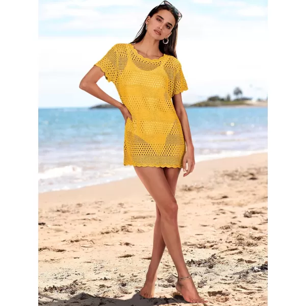 Caracilia Women Swimsuit Coverup Crochet Bathing Suit Cover Ups for Swimwear Swim 2024 Summer Bikini Beachwear Beach Dress